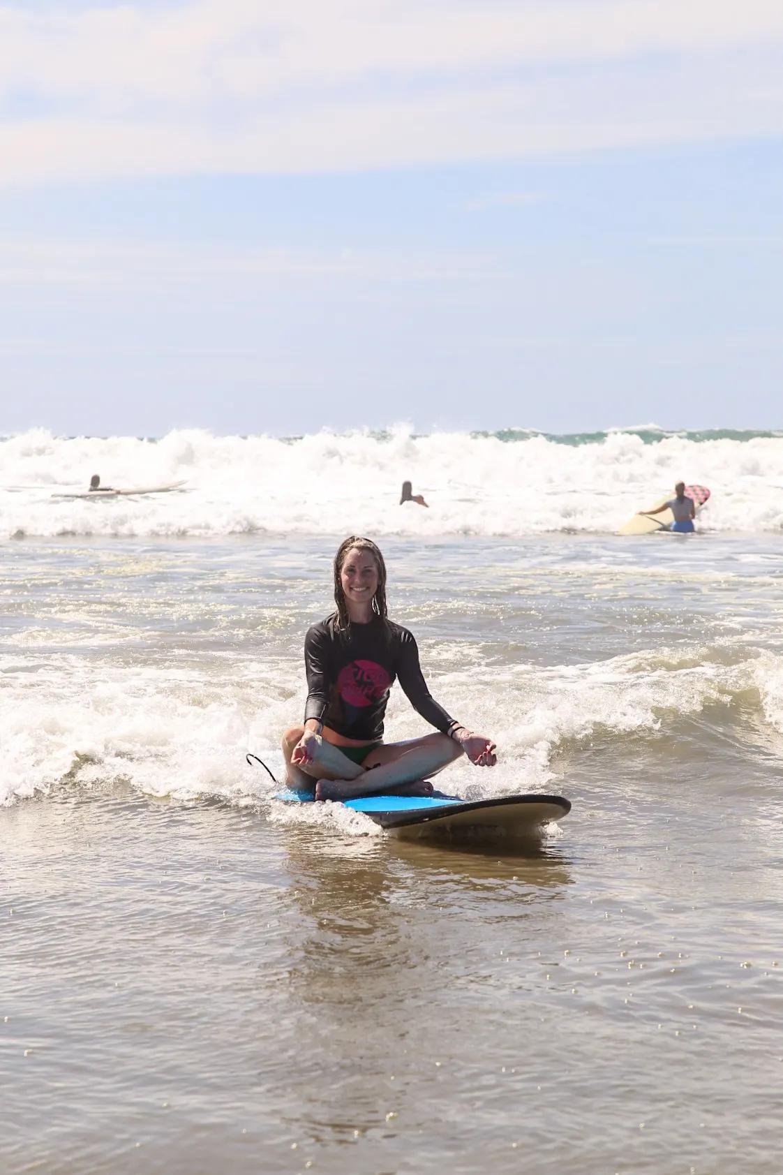 Core surf program student practicing technique in Santa Teresa Costa Rica